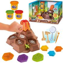 Massinha de Modelar Dinossauro Dino Land Vulcão c/Acessórios