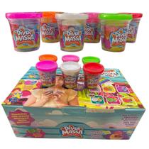 Massinha de Modelar Divertoys Kit 10 Potes 50g Diver Massa Tricolor Infantil Atóxica Criatividade Brinquedo Educativo Presente Criança Menino Menina