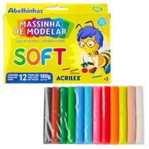 Massinha de Modelar Escolar Soft Acrilex 12 Cores 180g Massinha de Modelar Escolar Soft Acrilex 12 Cores 180g