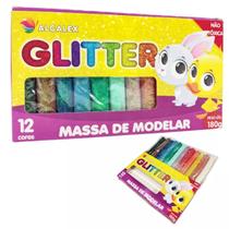 Massinha de Modelar Infantil C/ Glitter 12 Cores Sortidas