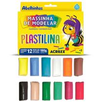 Massinha De Modelar Plastilina 180g Com 12 Cores ACRILEX