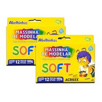 Massinha de Modelar SOFT Acrilex com 12 cores Kit com 2 unid