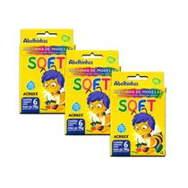 Massinha de Modelar SOFT Acrilex com 6 cores Kit com 3 unid