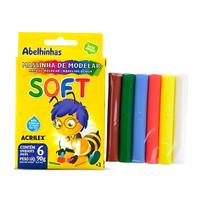 Massinha de Modelar Soft Acrilex Conjunto Com 6 Cores 90g