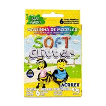 Massinha de Modelar Soft Glitter Acrilex - 6 Cores Massinha de Modelar Soft Glitter Acrilex - 6 Cores