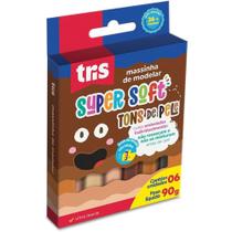 Massinha De Modelar Super Soft 90g 6 Tons De Pele 901187 Tris