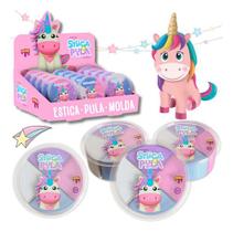 Massinha Estica e Pula Unicórnio 20g Doce Brinquedo Slime Infantil Divertido