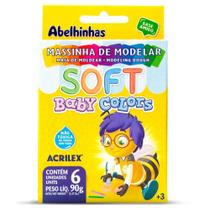 Massinha Soft Glitter Acrilex Baby Colors - 6 Cores Vibrantes para Crianças Criativas