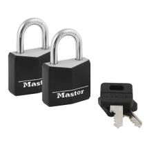 Master Lock 131T Alumínio Coberto Keyed Tanto Cadeados, Dois Pacotes, Preto, 2 Contagem