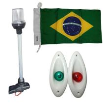 Mastro Alcançado 40Cm Luz Olho De Tubarão Branco Bandeira