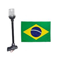 Mastro Alcançado Fundeio Preto Led Retrátil + Bandeira do Brasil - RM Náutica