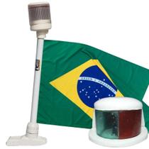 Mastro Em Aluminio Branco Com Luz Bicolor Em Led E Bandeira Mastro Em Aluminio Branco Com Luz Bicolor Em Led E Bandeira