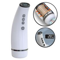 Masturbador masculino Formato de Lanterna 10 modos Vibração + 7 modos Sucção Com AquecimentO