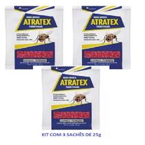 Mata Moscas Doméstica Atratex 25g Isca Mosquicida 3 Sachês