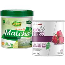 Matcha Chá Verde sabor Limão 220g + Hibisco Solúvel 200g - Unilife