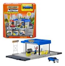 Matchbox Conjunto Posto De Gasolina Carro Azul - Mattel