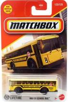 Matchbox MBX Ônibus Escolar EV, Amarelo, Carro Diecast Escala 1:64, 123/125, Modelo 2025