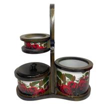 Mateira Em Maderia Com Porta Termica, Cuia E Erva Mate Cor Marfim Decorado Com Imagens Diversas Lulay store - Imbuia Flo