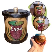 Mateira Porta Erva com Tampa Chimarrão Personalizada Madeira Premium 1kg Envernizada Para Erva Condimentos Açúcar Café F Mateira Porta Erva com Tampa Chimarrão Personalizada Madeira Premium 1kg Envernizada Para Erva Condimentos Açúcar Café F