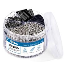 Material de escritório Sopito Binder Clips, clipes de papel, conjunto de 300 unidades Material de escritório Sopito Binder Clips, clipes de papel, conjunto de 300 unidades