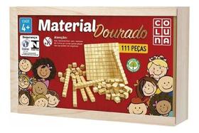 Material Dourado Estojo Caixa Madeira 111 Peças Montessori