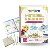 Material Dourado Kit para Ensino de Matemática de forma Lúdica e Pedagógica em Madeira 111 Peças + Livro Infantil