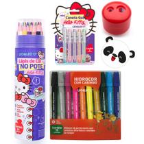 Material Escolar Infantil Hello Kitty Canetas Coloridas Lapis De Cor Canetinha com Carimbo