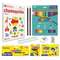 Material escolar infantil para pintura e artes kit com 10 peças - Acrilex