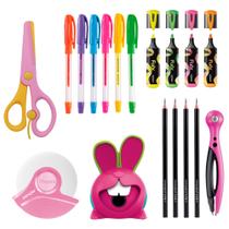 Material Escolar Kit Basico Borracha Caneta Gel Colorida Apontador Lapis Marca Texto Tesoura - Maped
