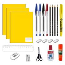 Material escolar kit com 22 peças, escolha a cor do caderno Grande Material escolar kit com 22 peças, escolha a cor do caderno Grande