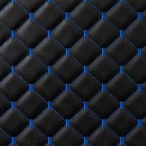 material sintético Automotivo Diamante Preto Com Costura Azul 1Mt X 1,38Mt
