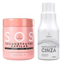 Matizador Efeito Loiro CINZA 300ml e SOS Reconstrutor 500ml KIT Matizador Efeito Loiro CINZA 300ml e SOS Reconstrutor 500ml KIT