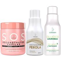 Matizador Efeito Loiro PÉROLA e DILUIDOR de Matizador 300ml + SOS Reconstrutor 500ml KIT