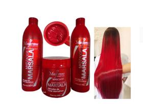matizador para cabelos vermelhos marsala 3 passos de 500ml - maycrene