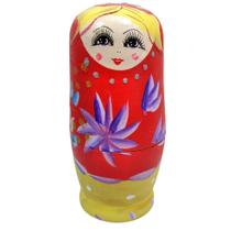 Matrioska Russa Vermelho 03 com 6 Bonecas Uma Dentro Outra 14cm