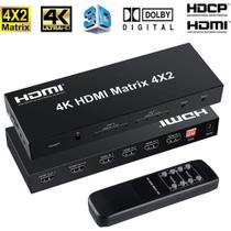 Matrix Hdmi 4x2 Switch Splitter 1080p 4k 3d Com Controle - VT