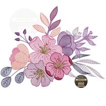 Matriz de Bordado Floral Cerejeira Flores Ramos Pontos Leves Pes Jef Enxoval Toalha Cama Mesa Banho - Ateliê Bordô