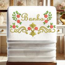Matriz de Bordado Floral Jardim Flores Ramos Pontos Leves Pes Jef Enxoval Toalha Cama Mesa Banho - Ateliê Bordô