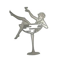 Matriz de corte de metal para scrapbooking DIY: menina dentro de uma taça de vinho
