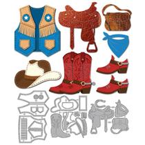 Matrizes de corte MAYJOYDIY Western Cowboy para fabricação de cartões