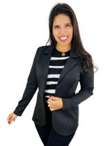 Max Blazer Cinturado Neoprene Longo Alfaiataria 10161