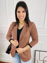 Max Blazer Cinturado Neoprene Longo Alfaiataria 10161 Plus Size