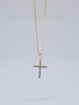 Max colar Veneziana crucifixo grande banhado a Ouro Meryl