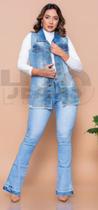 Max Colete Jeans Feminino com Destroyed.