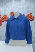 Max cropd mangas 3/4 tecido linho