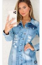Max jaqueta jeans botões forrados Max jaqueta jeans botões forrados