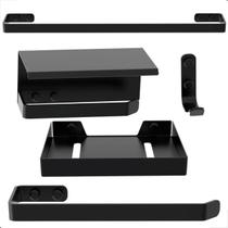 Max System Kit Acessorio Central Banheiro Simples 8mm Preto