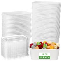 Maxdot Juego de 50 Tazones Desechables de Papel de 29 oz con Tapas