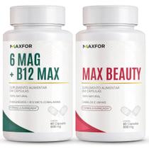 Maxfor Combo 6 Magnésio com B12 Metilcobalamina + Max Beauty Biotina 45mcg Cabelos Unhas 60 Cápsulas Maxfor Combo 6 Magnésio com B12 Metilcobalamina + Max Beauty Biotina 45mcg Cabelos Unhas 60 Cápsulas