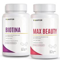 Maxfor Combo Biotina 45mcg + Max Beauty - Zinco,B6 e B3 - Cabelos Pele e Unhas Maxfor Combo Biotina 45mcg + Max Beauty - Zinco,B6 e B3 - Cabelos Pele e Unhas
